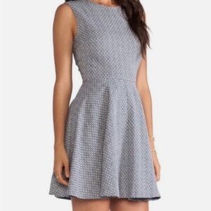 Diane Von Furstenberg Blue and White Patterned Dress Classic Academia Coquette